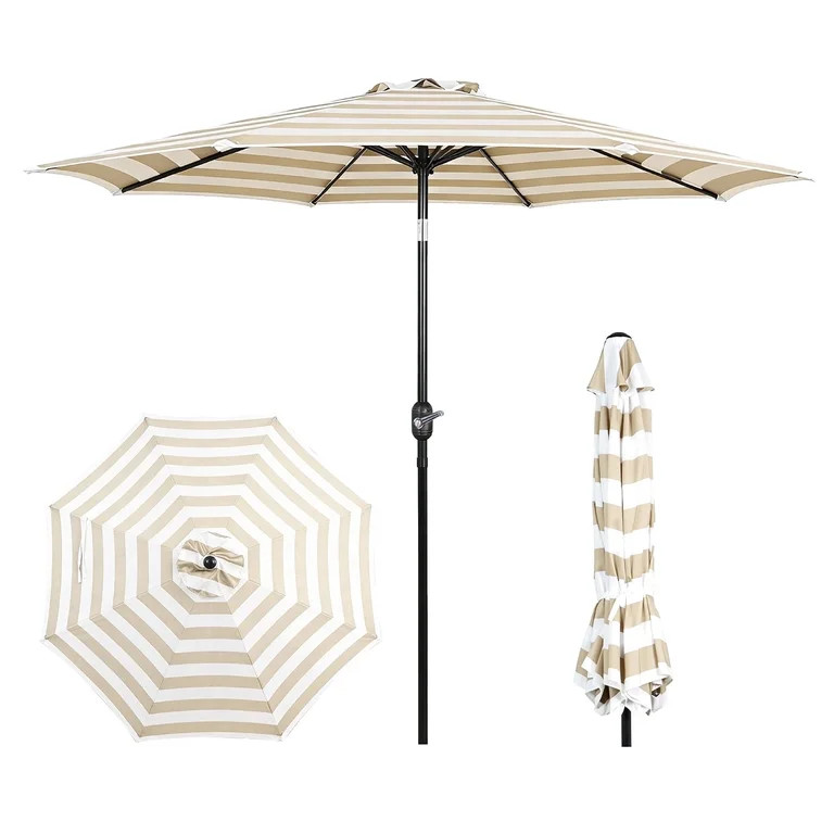 AE Outdoor 9FT Patio Umbrella with Double-Tier Vented Canopy, Push-Button Tilt & Crank Lift, 8 Re... | Walmart (US)