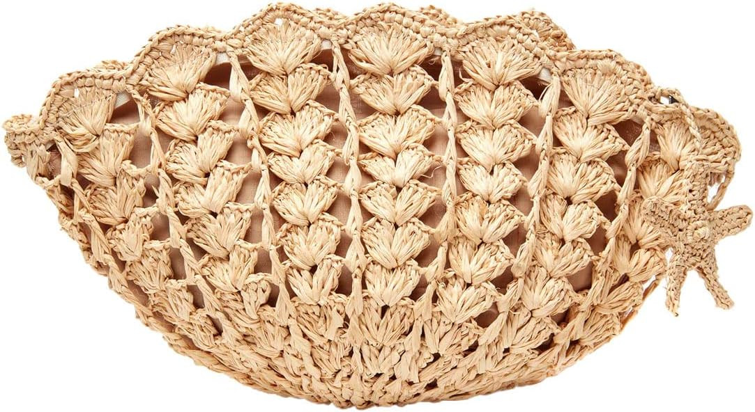Shelley Seashell Clutch, Crocheted Raffia Straw, Starfish Charm, Multiple Colors | Amazon (US)