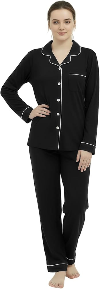 RONGTAI Cotton Womens Pajama Sets Comfy Fall Winter Pajama Set Long Sleeve Sleepwear 2 Pcs Pjs Ni... | Amazon (US)