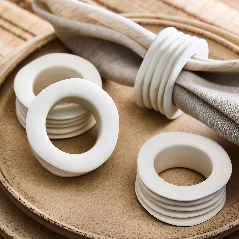 Textural Ceramic Napkin Ring Sets | West Elm (US)