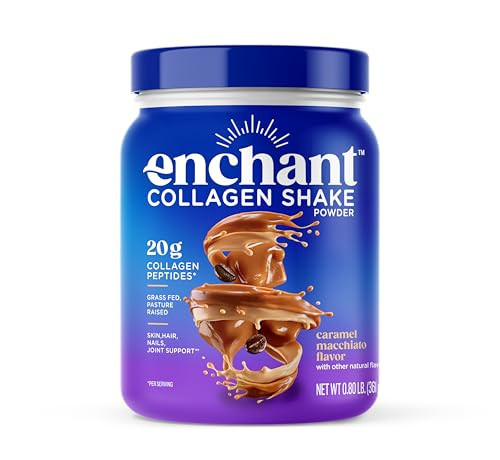 Enchant Collagen Peptides Shake Powder, Caramel Macchiato Flavor – Great Taste, 20g Grass Fed Collagen Peptides, Promotes Hair, Nail, Skin, Bone and Joint Health, 0.80 lb | Amazon (US)