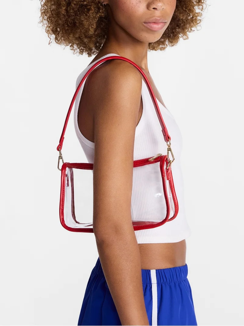 No Boundaries Women's Game Day Clear Mini Shoulder Bag, Red | Walmart (US)