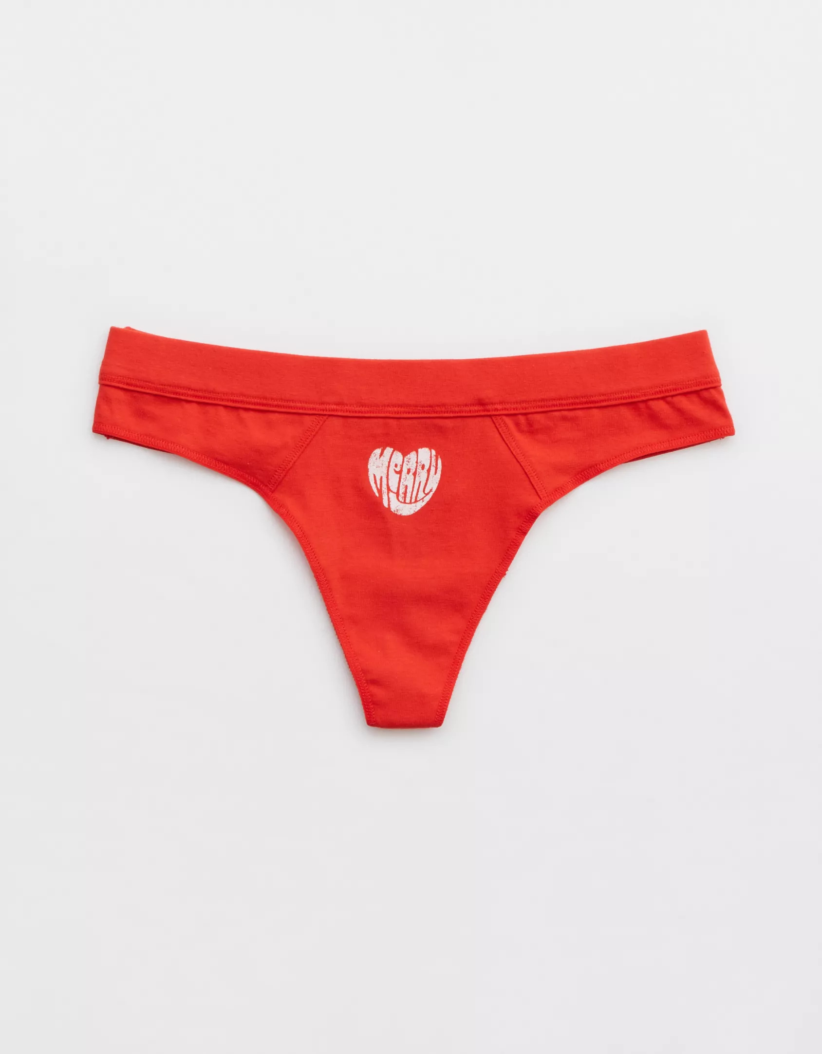 Aerie Cotton Holiday Thong Underwear | Aerie