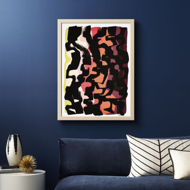 Strange Days with Light Wood Frame 31.5"x41.5 | CB2