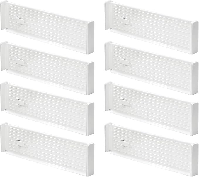 mDesign Plastic Adjustable Deep Drawer Divider, Expandable Organizer - for Kitchen, Foam Ends, Se... | Amazon (US)