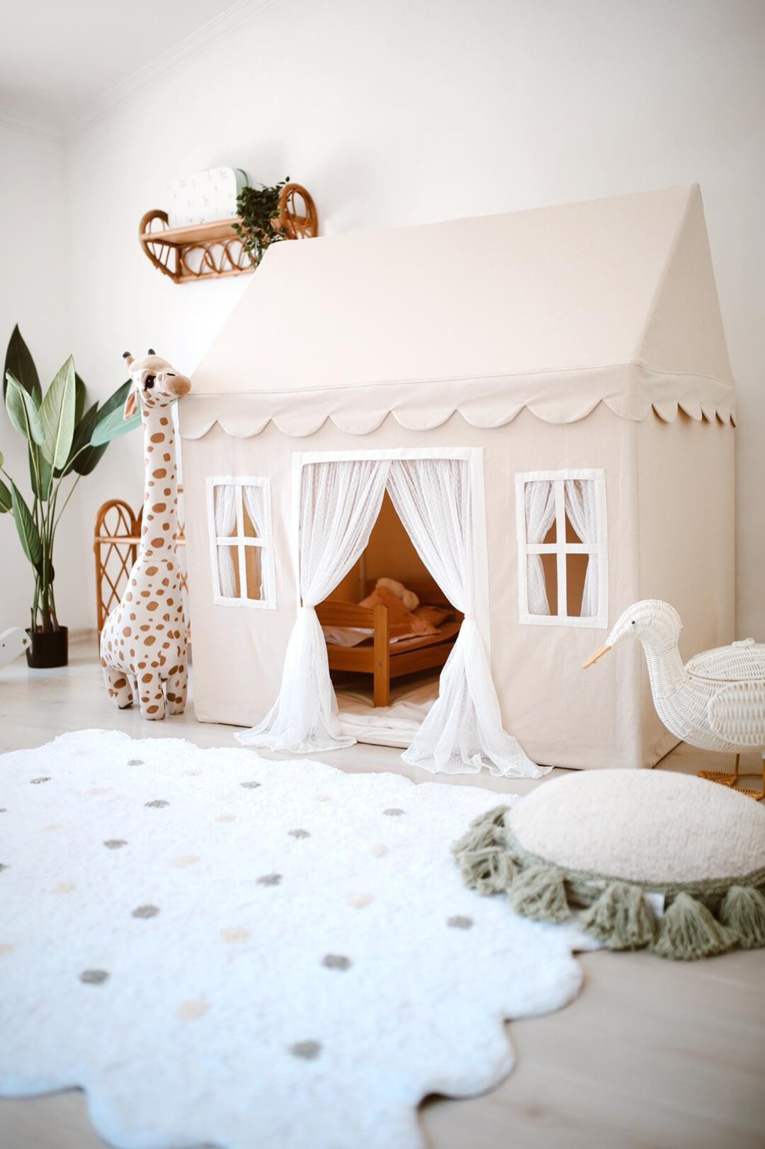 Boho Tent, Naturel Playhouse, Indoor Tipi, Play House Tipi, Canvas Playhouse, Boho wigwam, Kids R... | Etsy (US)