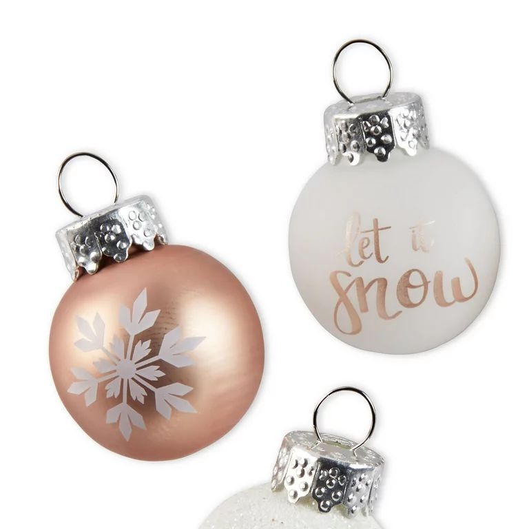 Holiday Time Christmas Tree Mini Ornaments, Pink and Silver, 16 Count - Walmart.com | Walmart (US)