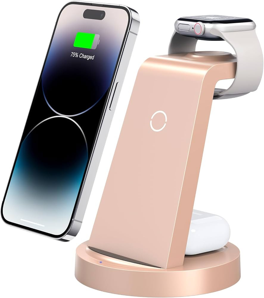 3 in 1 Charging Station for iPhone, Wireless Charger for iPhone 16 15 14 13 12 11 X Pro Max & App... | Amazon (US)