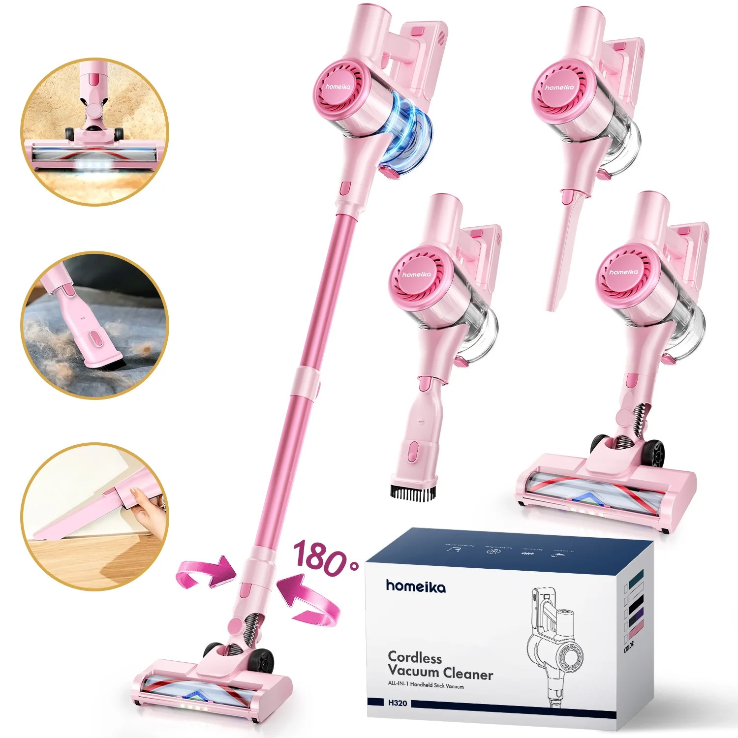 Homeika H320 Cordless Vacuum Cleaner, 28KPA Powerful Suction 8-in-1 Multi-Tool 55min Runtime LED ... | Walmart (US)