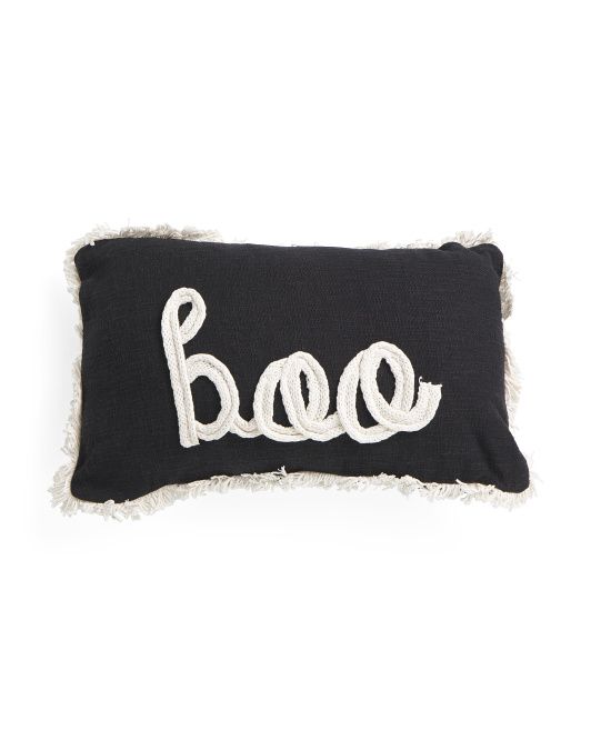 16x26 Textured Yarn Boo Pillow With Fringe | TJ Maxx