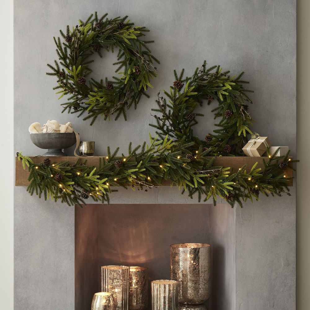 Faux Woodland Pine Garland and Wreath | West Elm (US)