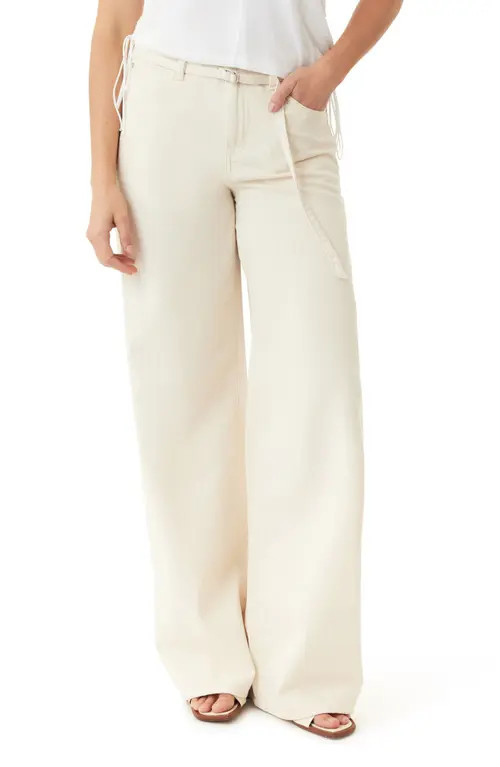 Habitual Brynn High Waist Wide Leg Jeans in Sand Stripe at Nordstrom, Size 32 | Nordstrom