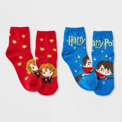 Women's 2pk Harry Potter Cozy Ankle Socks - Blue/Red 4-10 | Target