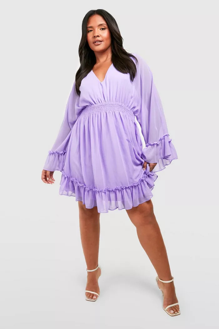 Plus Wrap Extreme Sleeve Smock Dress | Boohoo.com (US & CA)