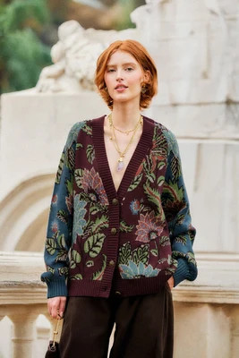 Mixed Delhi Floral Buttoned Knit Cardigan | FarmRio (US)