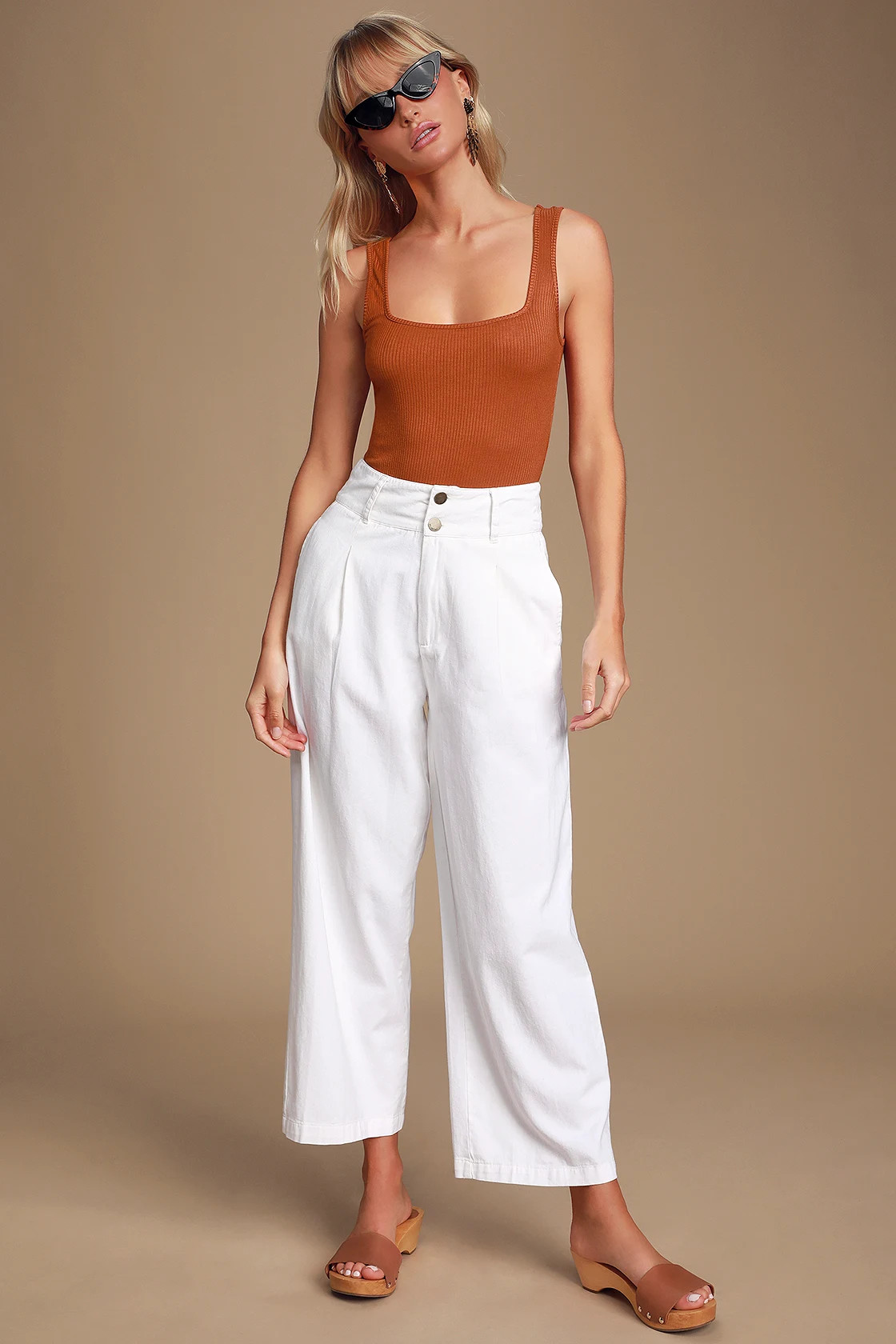 Alita Rust Orange Ribbed Sleeveless Bodysuit | Lulus