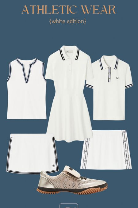 Athletic Wear from Tory Burch. Loving the white tennis skirt, tennis dress and polo shirts! These Stella McCartney sneakers pair perfectly with them 🤍



#LTKfitness #LTKover40
