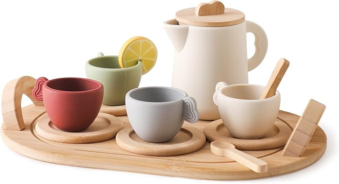 5PCS Baby Tea Set Tea Party Set for Kids Food Grade Silicone Tea Set Teapot Cups Kitchen Accessor... | Amazon (US)