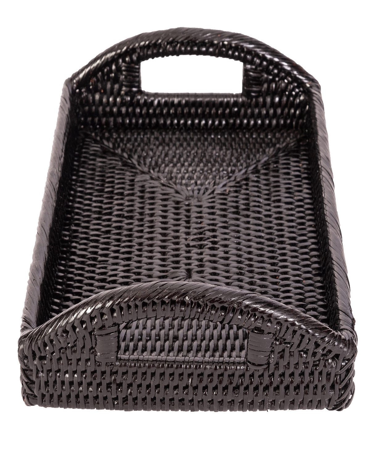Artifacts Trading Company Rattan Rectangular Vanity Tray with High Handles - Tudor Black | Macy's