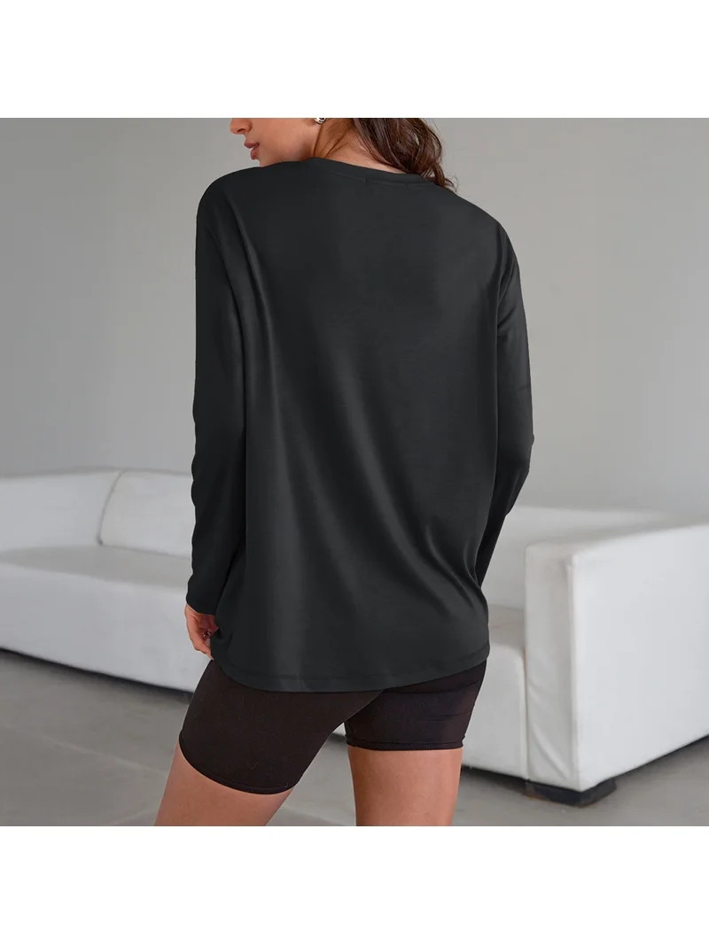 SUNBS T Shirts for Women Oversized Long Sleeve Basic Crewneck Tee Fall Winter Casual Blouses, Siz... | Walmart (US)