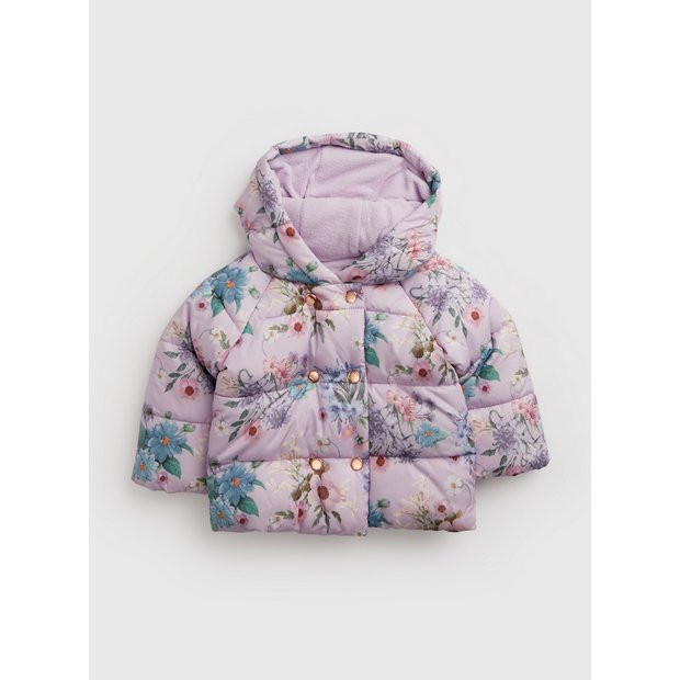 Buy Purple Floral Puffer Jacket 6-9 months | Coats and jackets | Tu | Tu Clothing
