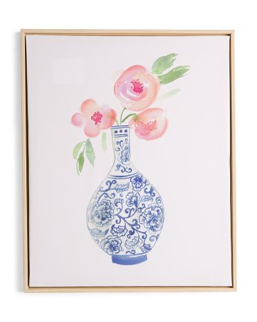 17x21 Long Neck Chinoiserie Bud Vase Framed Wall Art | TJ Maxx