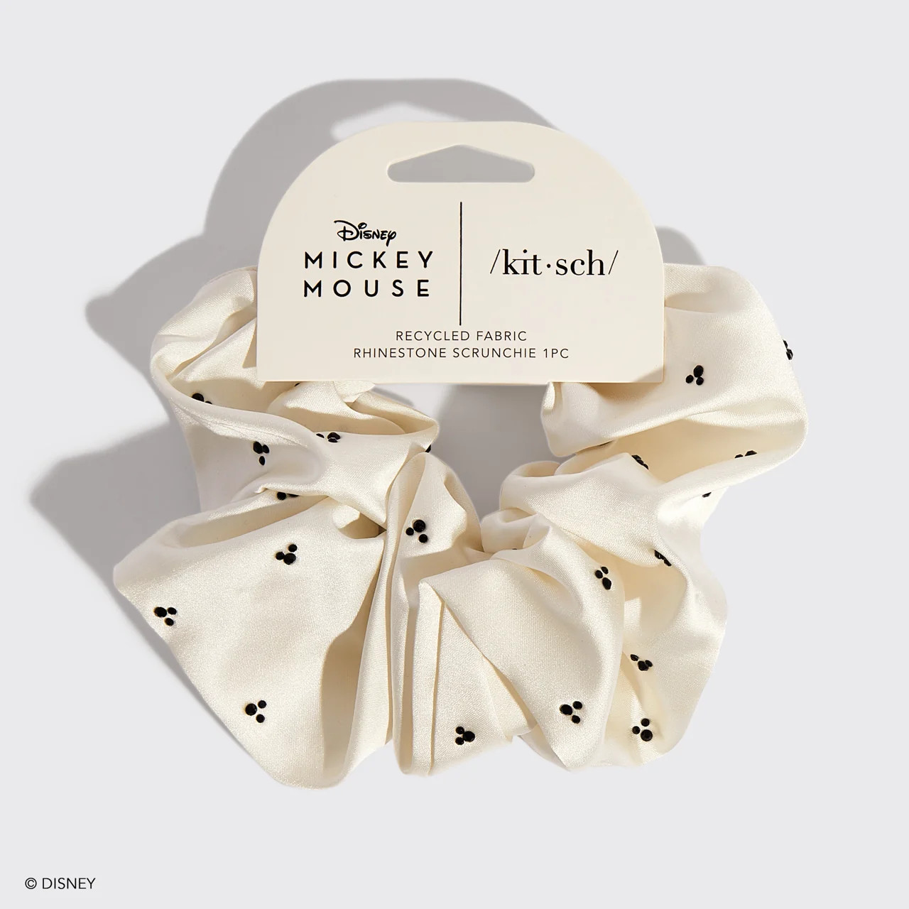 Kitsch & Mickey and Minnie Recycled Fabric Rhinestone Scrunchie 1pc - Cream | Kitsch