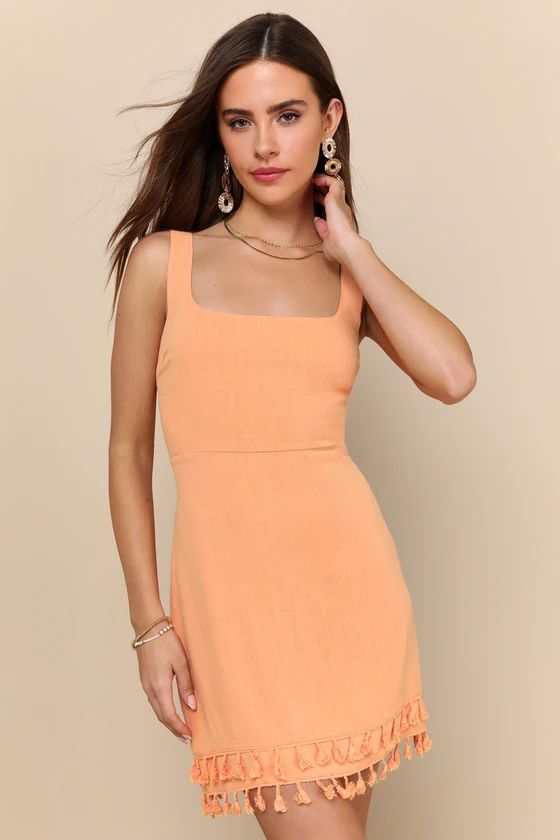 Feel the Sunshine Washed Orange Mini Dress Light Burnt Orange Dress Orange Outfit Peach Dress Lulus | Lulus