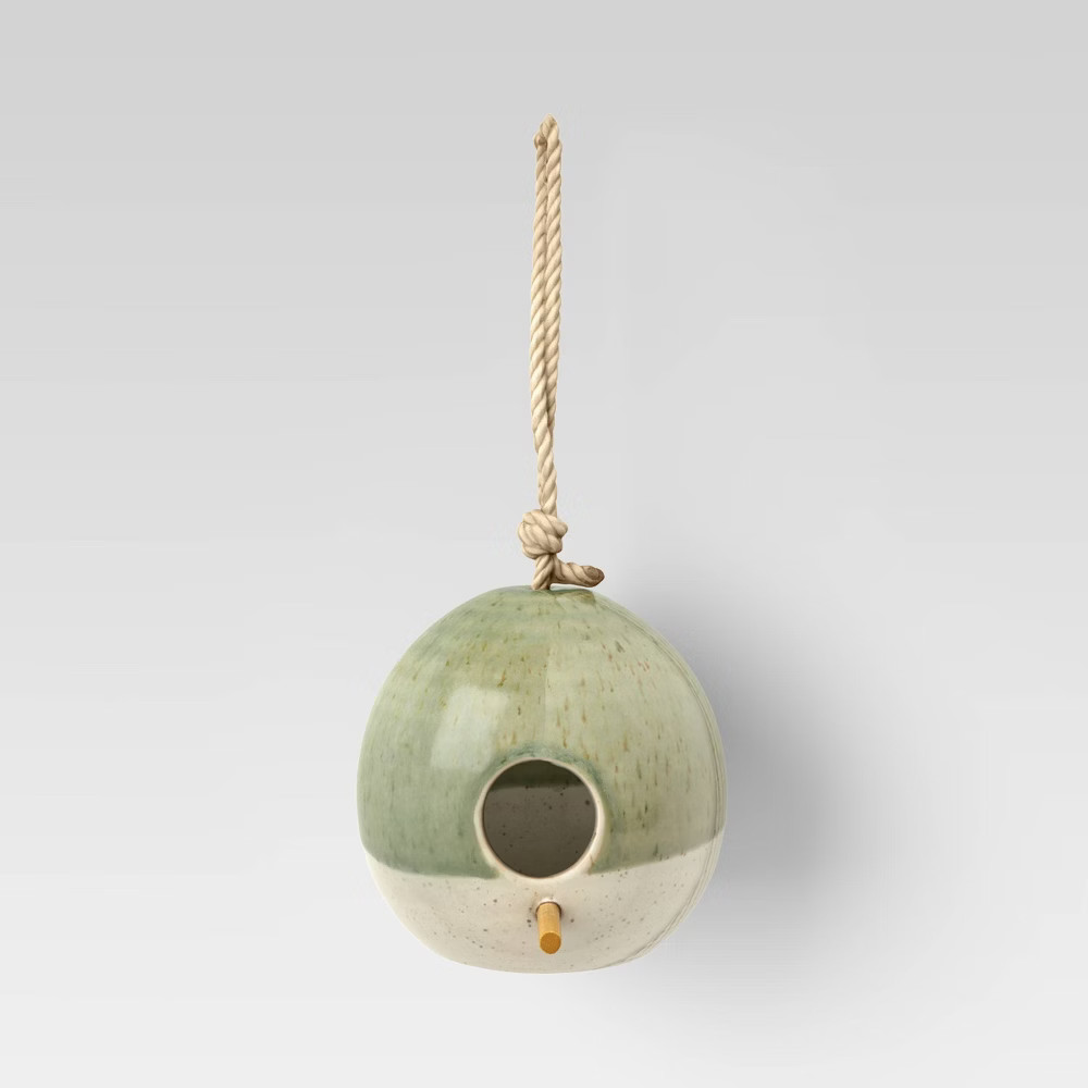 5"" Stoneware with Reactive Glaze Bird House Green - Smith & Hawken | Target
