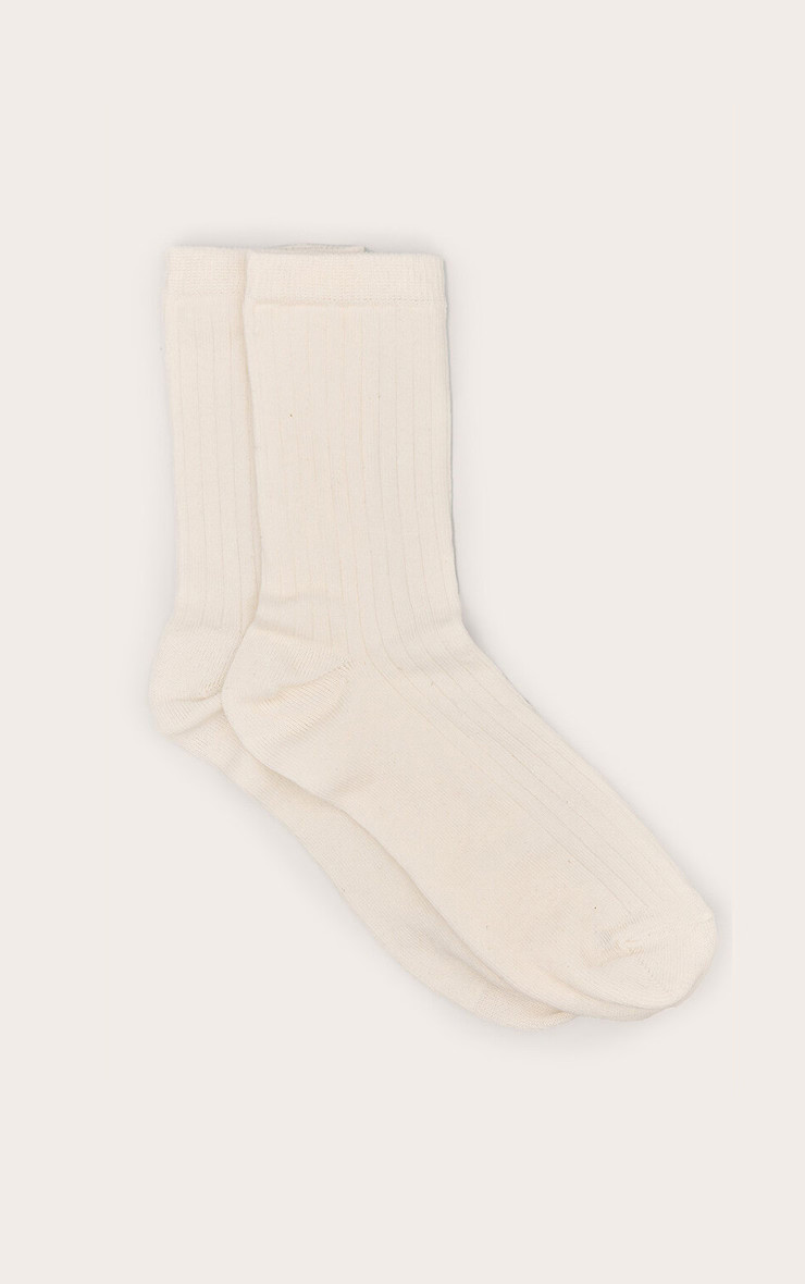 Cream Rib 1 Pack Sock | PrettyLittleThing US