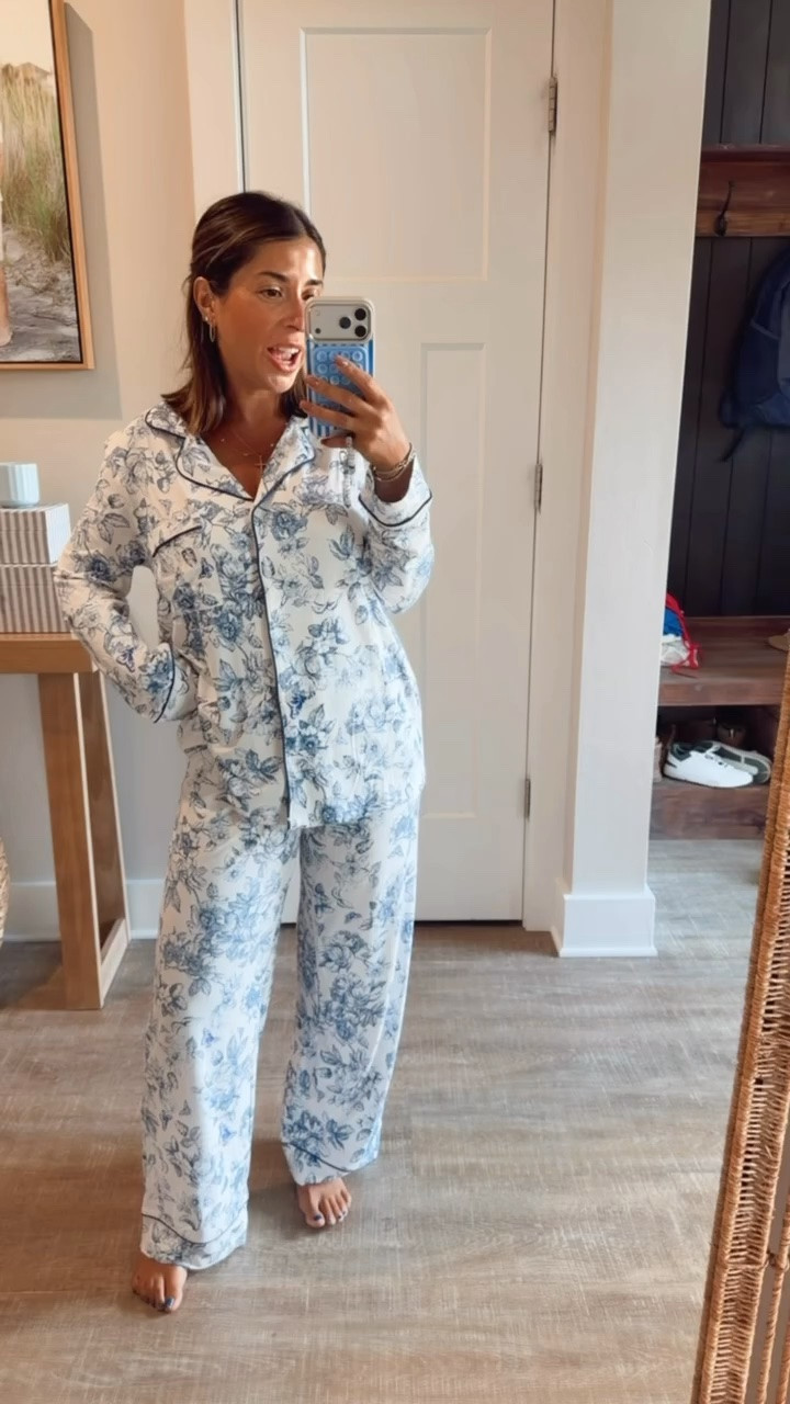You have to be kidding me with these @Walmart pajamas?!! I thought I liked the leopard pair, but this blue pair is my absolute favorite. Both are incredible, they’re so soft, the print is stunning and the fit is 10/10. I can’t believe these are only $20! I am definitely grabbing other colors when they come out. 
Affordable pajama set, leopard pajamas, blue floral pajamas

#LTKPetite #LTKMidsize #LTKSeasonal