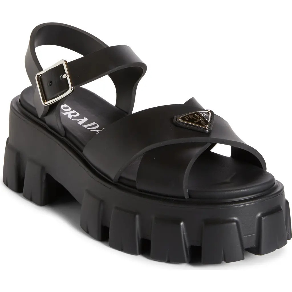 Prada Monolith Platform Sandal in Black at Nordstrom, Size 11Us | Nordstrom
