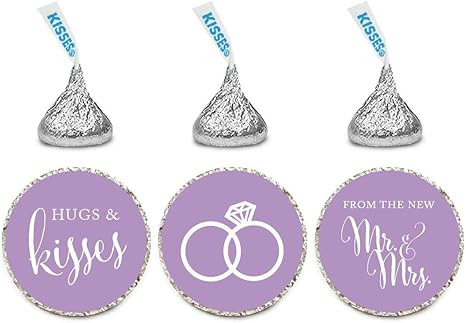 Andaz Press Chocolate Drop Labels Stickers, Wedding Hugs & Kisses from The New Mr. & Mrs, Lavende... | Amazon (US)