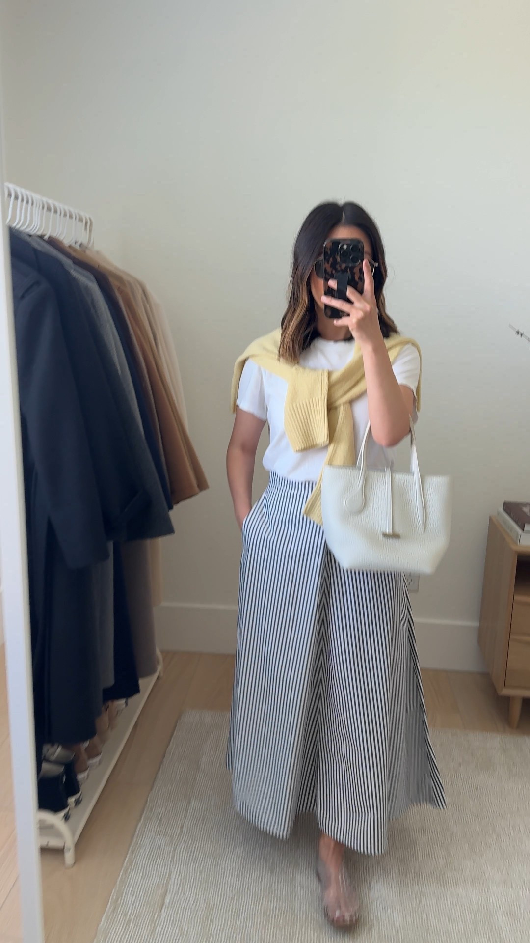 Spring outfits.

Everlane skirt 0. I need the 00 (old, linked similar)
Everlane tee medium. I size up 2 sizes. 
Everlane sweater xs (old, linked similar)
Amazon Jellies 5.5
Little Liffner bag (old)
Le Specs sunglasses
J.Crew earrings

Spring outfits, spring style, petite style 

#LTKSeasonal #LTKPetite #LTKootd