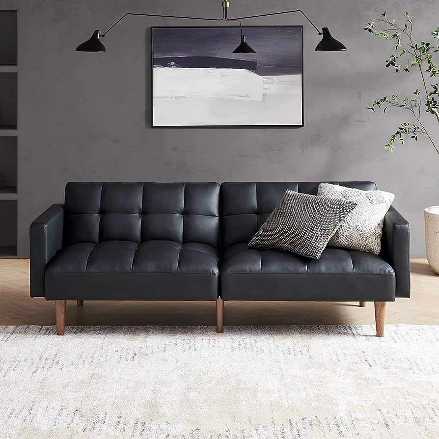 mopio Aaron Futon Convertible Sofa Sleeper Futon Twin Size with Arms Split Back Design 77.5" (Fau... | Amazon (US)