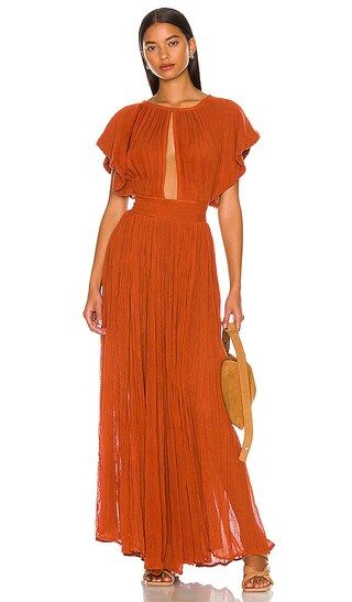 Monaco Maxi Dress in Gauze Burnt Orange | Revolve Clothing (Global)