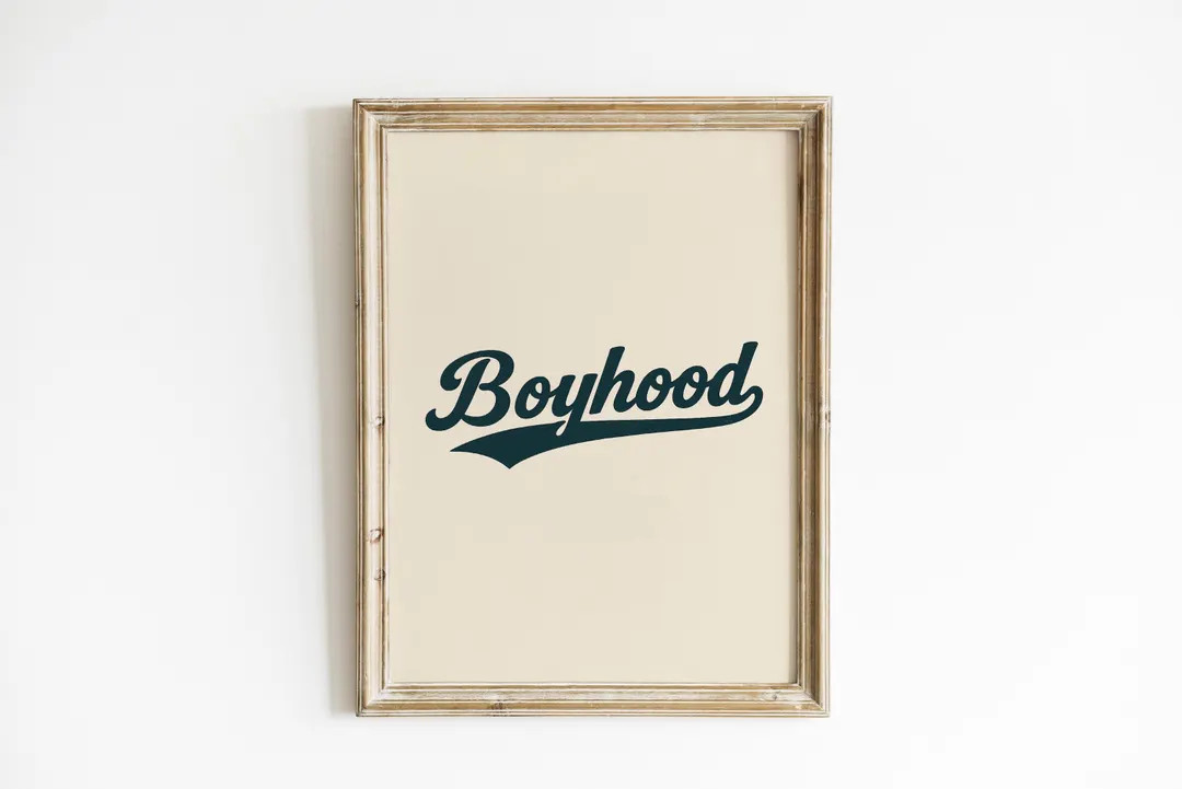 Retro Boyhood Nursery Wall Art Earth Tone Navy Blue Toddler Bedroom Decor Sports Theme Boys Room ... | Etsy (US)