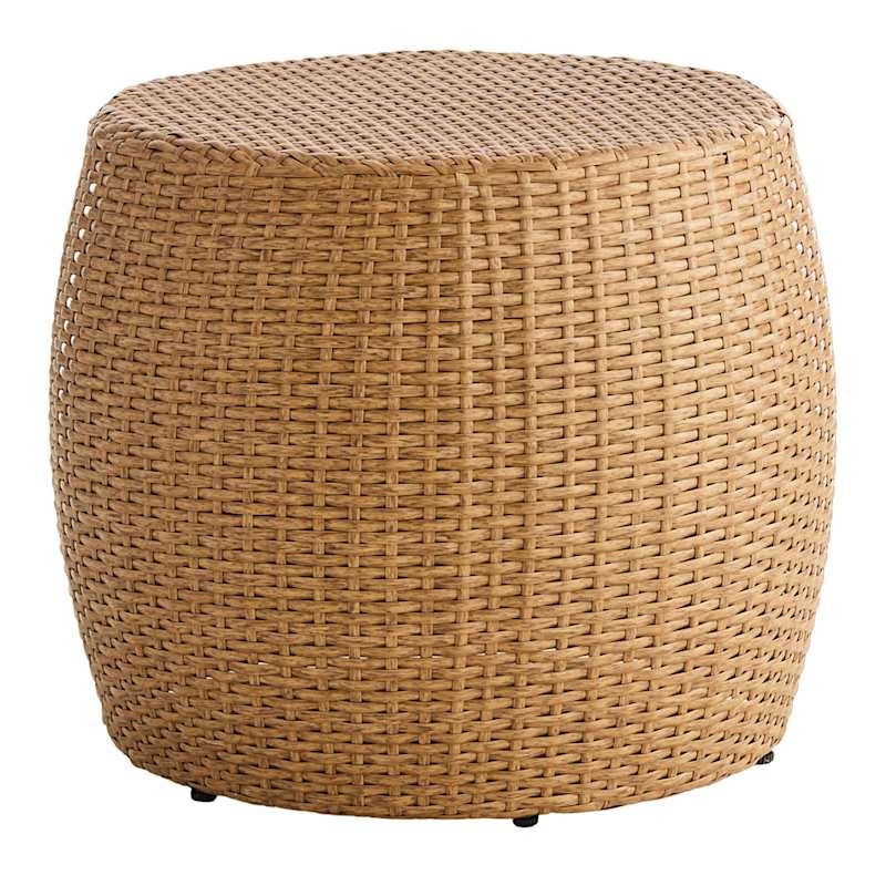 Wicker Barrel Side Table, Light Brown | At Home
