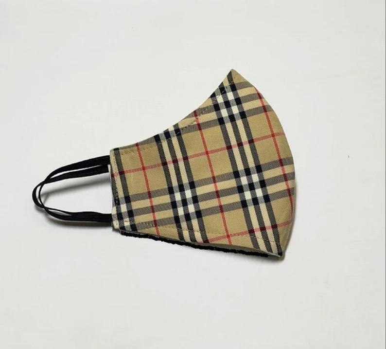 Designer check Fabric,Lined Face Mask, Washable. Made In The UK | Etsy (US)