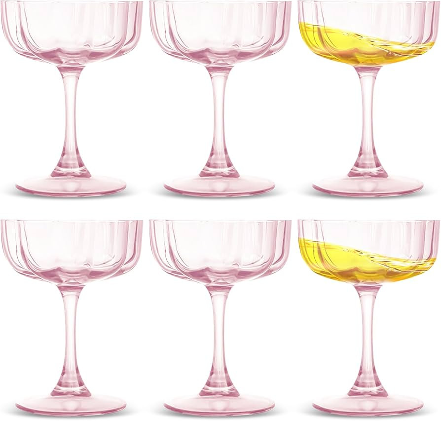 Cocktailgläser Set mit gewellten Blütenblättern (6 Stück), 200 ML Martini Gläser, Vintage-St... | Amazon (DE)