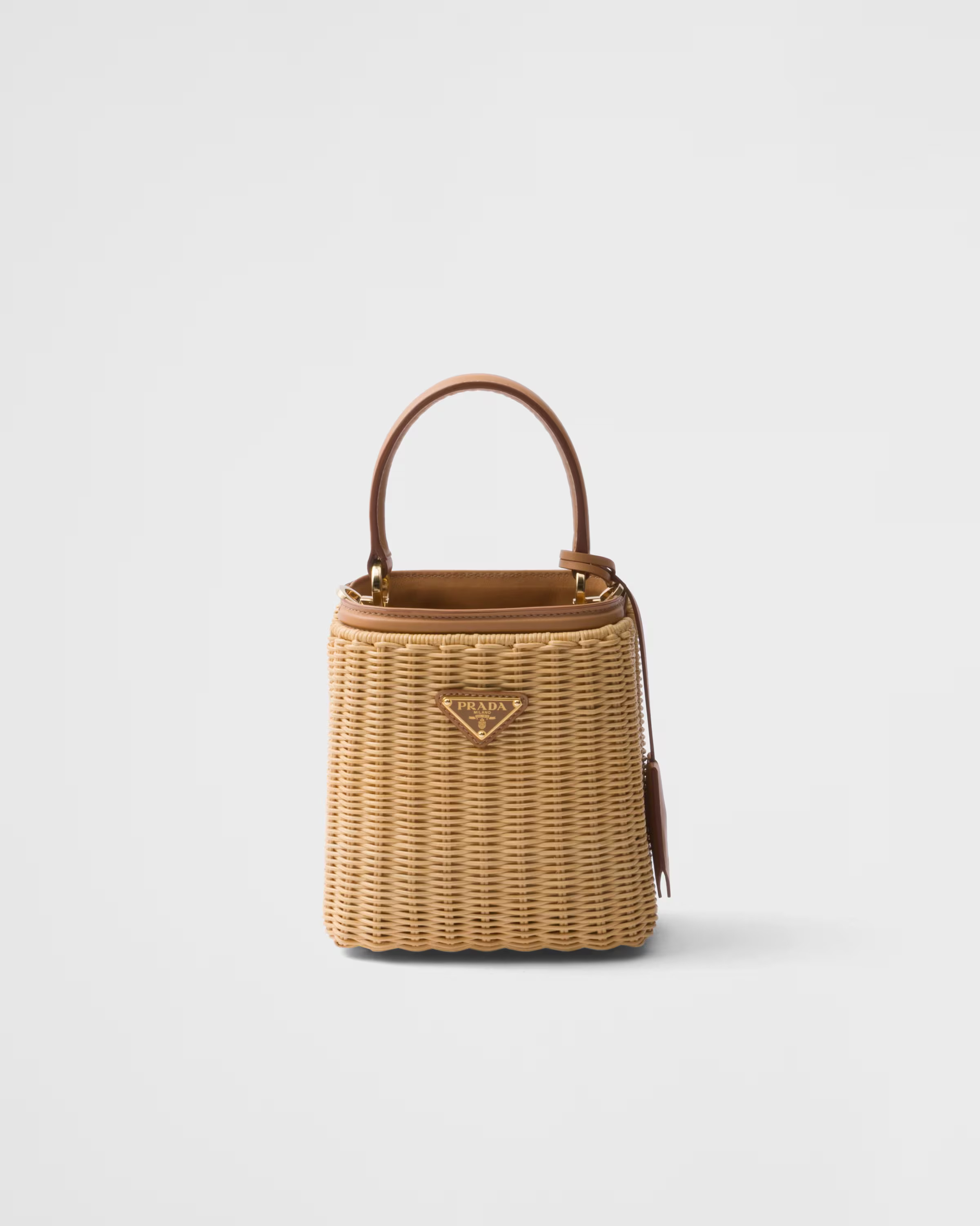 Mini wicker and leather Prada Panier bag | Prada US