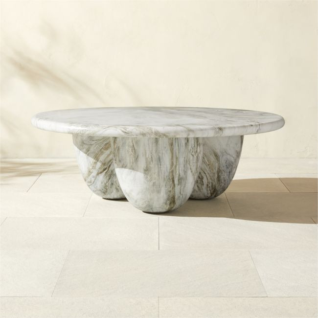 Cova Round Marbled Resin Indoor/Outdoor Coffee Table | CB2