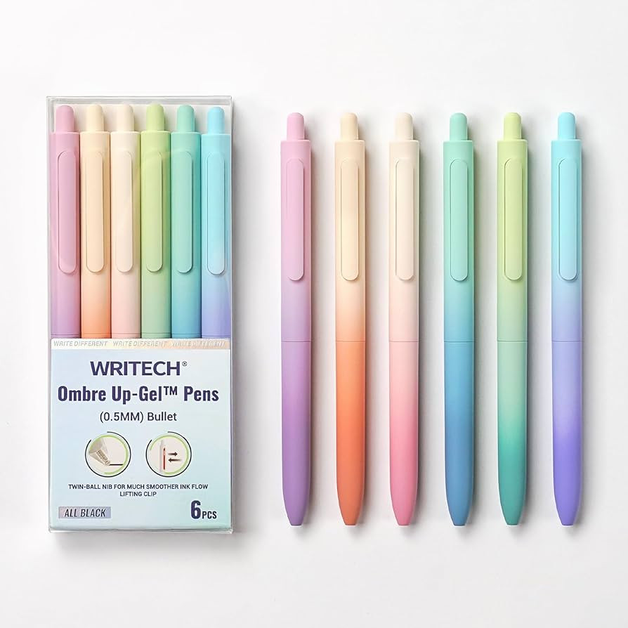 WRITECH Fine Point Gel Pens: 0.5mm Retractable Black Ink 6ct Smooth Writing No Bleed with Aesthet... | Amazon (US)