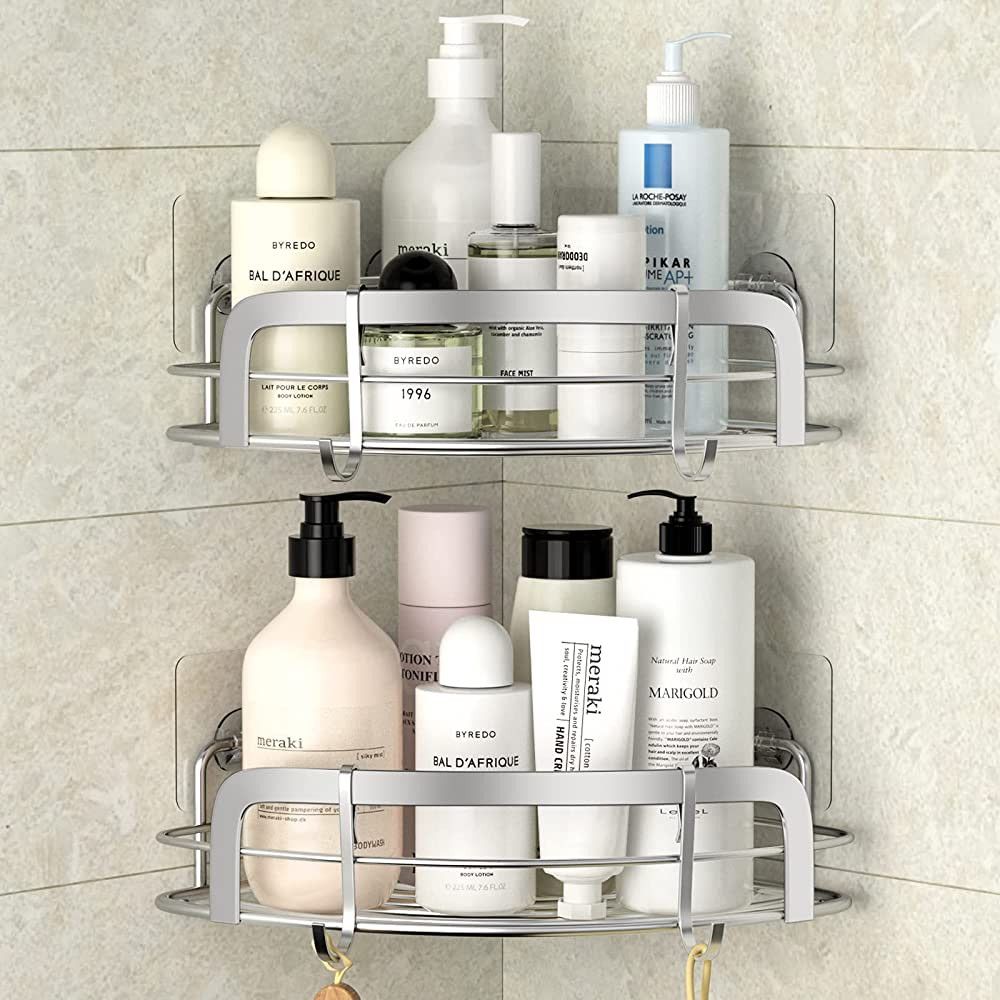 STEUGO Shower Caddy Corner , Bathroom Corner Shower Shelfs, Adhesive Wall Mounted Shower Caddy wi... | Amazon (CA)
