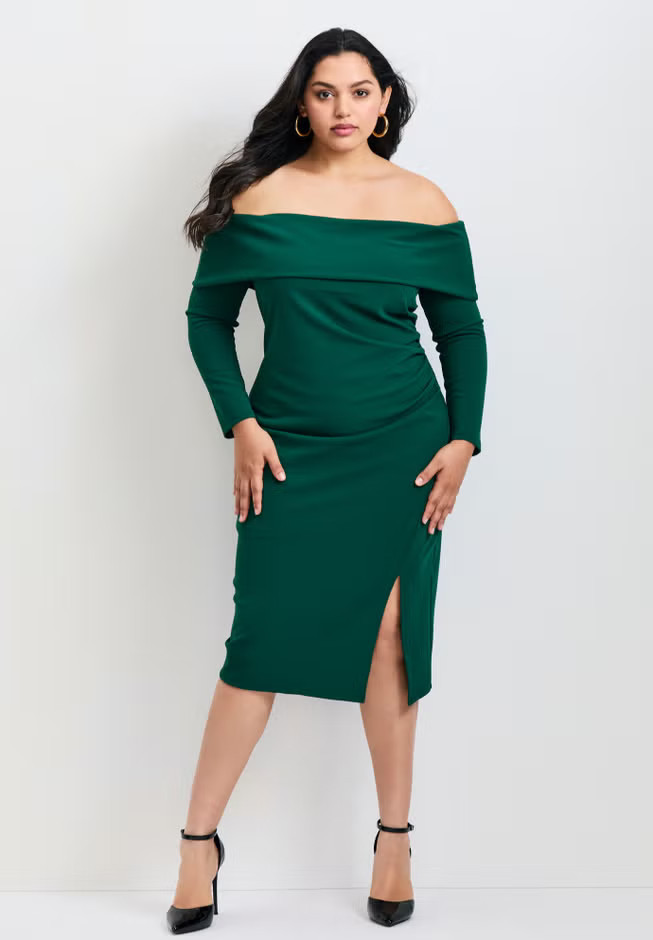 Collette Off Shoulder Gathered Waist Dress | Avenue