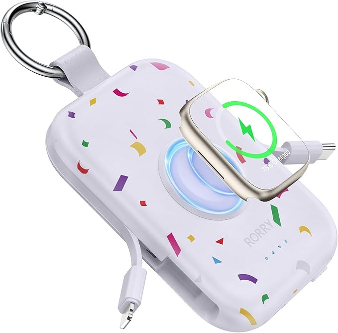 RORRY Portable Charger, 5000mAh Portable Charger Power Bank with Built-in Cables, Travel Keychain... | Amazon (US)