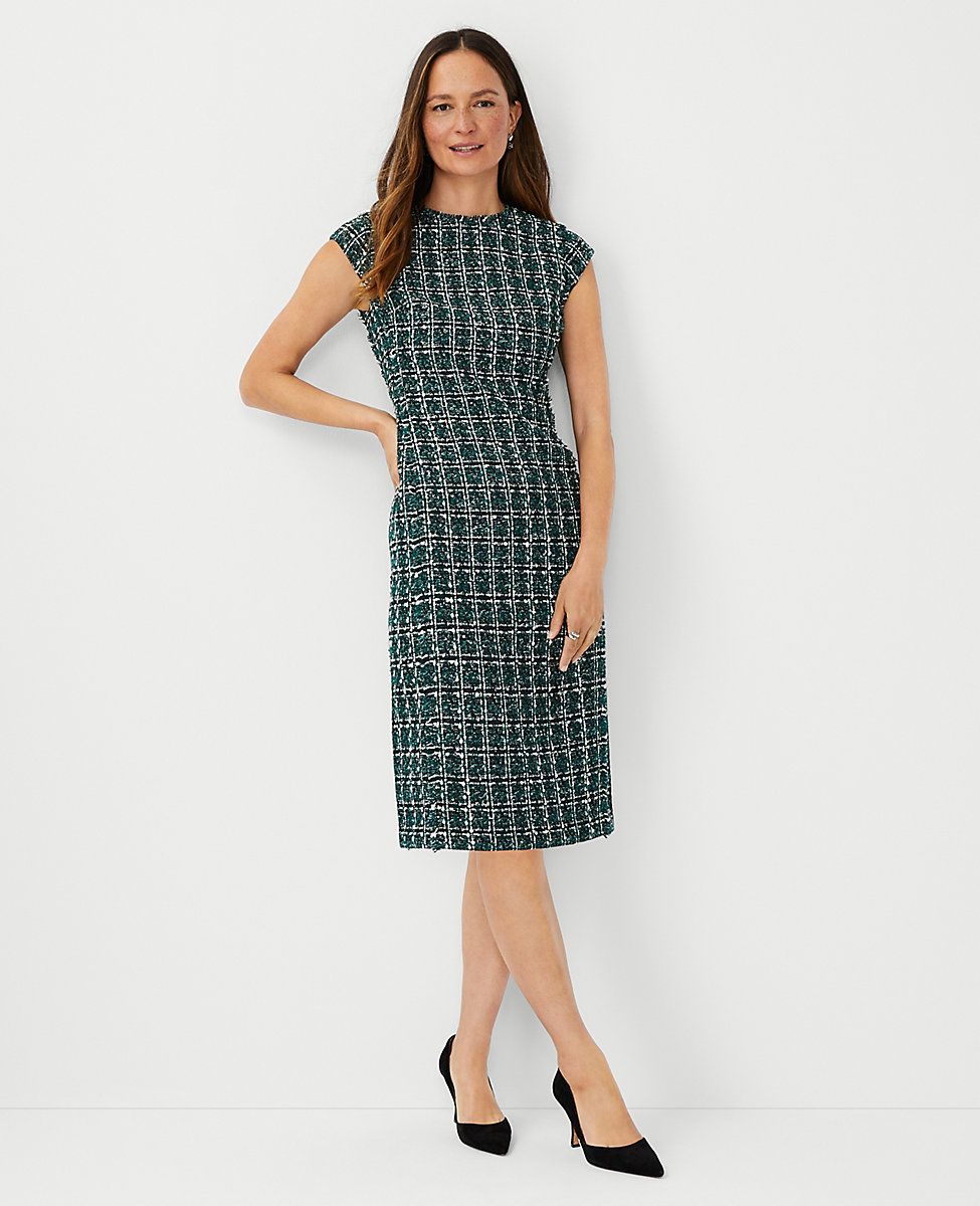 Shimmer Tweed Cap Sleeve Sheath Dress | Ann Taylor (US)