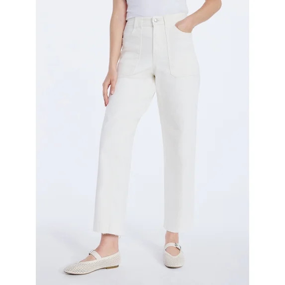 Free Assembly Women's Cropped Carpenter Barrel Jeans, 27" Inseam, Sizes 0-20 | Walmart (US)