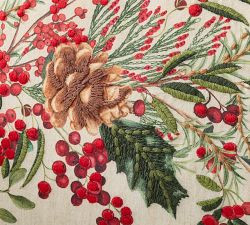 Holly Berry Embroidered Lumbar Pillow Cover, 16" x 26" | Pottery Barn (US)