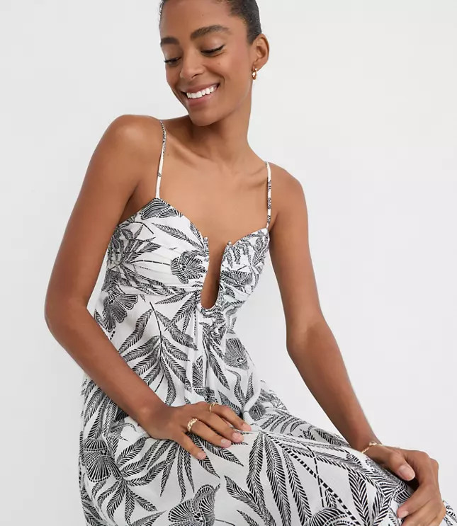 LOFT Beach Palm Hook Keyhole Maxi Dress | LOFT